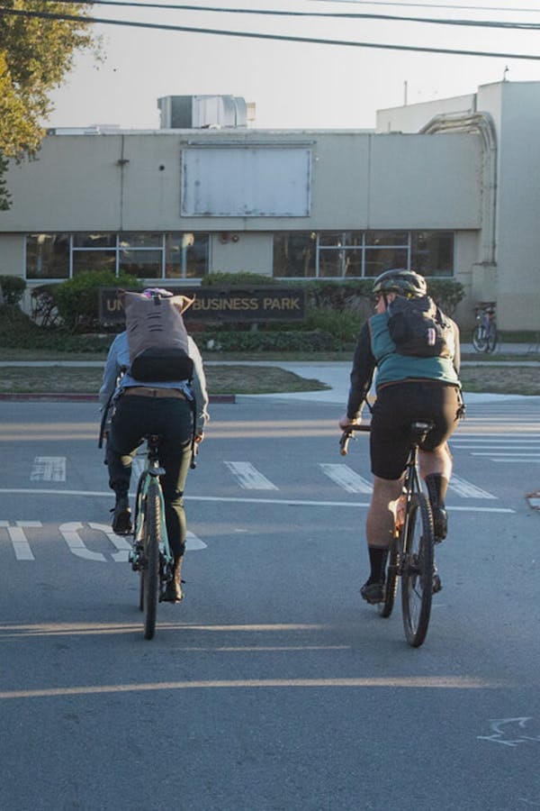 Campbell Steers and Gene Selkov commuting to work in Santa Cruz, CA